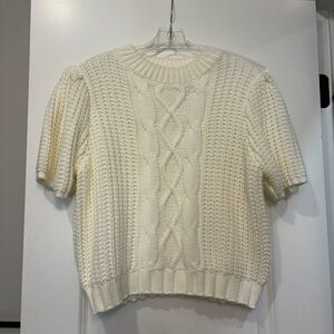 Ces Femme Cream Cable Knit Short Sleeve Sweater